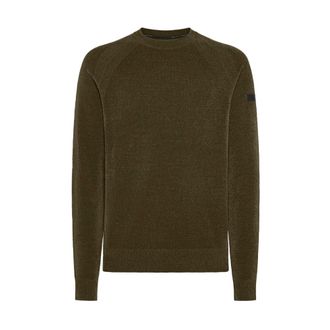 Roberto Ricci Design Round-neck Knitwear, male, Green, XL, Velvet Round Knit Sweatshirt Hoodie