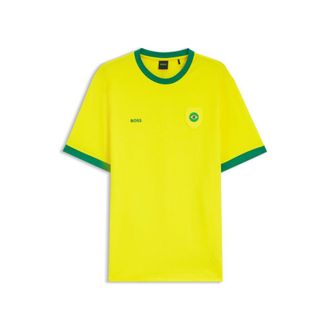 BOSS Stretch-cotton T-shirt with country flag and logo