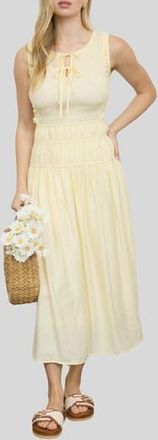Blu Pepper Smock Bodice Midi Dress in Butter Yellow at Nordstrom Rack, Size Medium