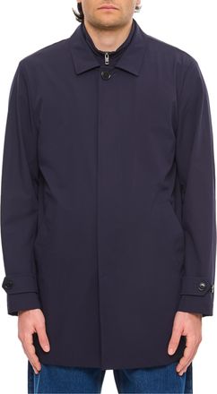 Fay Double Collar Long Coat With Zip And Button Closure