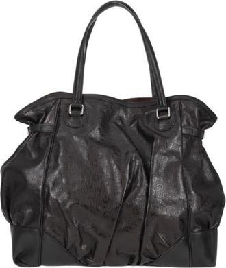 Gucci Pre-owned Tote Bags, female, Black, Size: ONE SIZE Pre-owned Vintage Embossed Leather Tote Bag