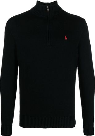 Polo Ralph Lauren short zip-up cotton pullover - men - Cotton - S - Black