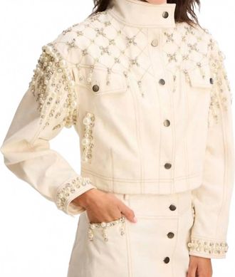 Allison New York Womens Rhinestone Jacket In Off-White