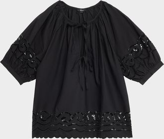 Rails Catalene Embroidered Short-Sleeve Blouse