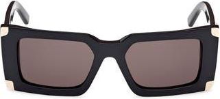 MCM 52mm Rectangular Sunglasses in Shiny Black /Smoke at Nordstrom Rack