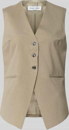 Sams&oslash;e & Sams&oslash;e Weste mit Paspeltaschen Modell SATOVA in Oliv Melange, Gr&ouml;&szlig;e XL