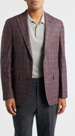 Jack Victor McAllen Red Plaid Soft Constructed Wool & Silk Blend Sport Coat in Mauve at Nordstrom, Size 40 Regular