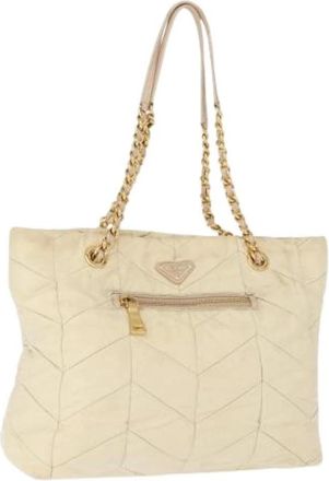 Prada Pre-owned Vintage Nylon Tote Bag - Dames - Vintage Shopper - Beige - ONE Size - Nylon - Vintage