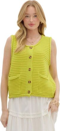 Entro Chartreuse Fashion Vest In Yellow