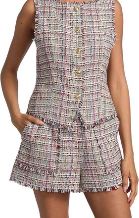 Cinq &agrave; Sept Wildflower Tweed Camen Vest In Ivory Multi