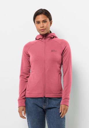 Jack Wolfskin Fleecejacke JACK WOLFSKIN WALDSEE HOODED JKT W, Damen, Gr. XXL (48), pink (soft, pink), OBERSTOFF: 83% POLYESTER, 9% WOLLE, 8% ELASTHAN; Futter: 100% 