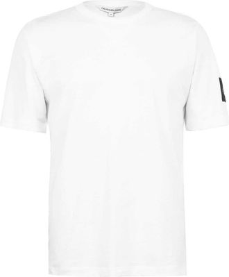 Calvin Klein Heren Badge Crew Neck Regular T-Shirt (Helder Wit)