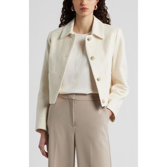 Nordstrom Textured Button Front Jacket in Ivory Birch at Nordstrom, Size Xx-Small