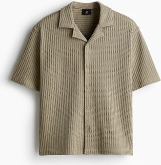 H&M Freizeithemd mit Waffelstruktur in Loose Fit - Green
