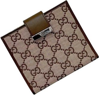 Gucci Beige Brown Brown Gg Gg Canvas Wallet (Bi-Fold) (Pre-Owned)
