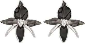 Shaun Leane Oorbellen met zwarte orchidee en diamant - Zilver