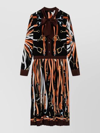 Gucci dress bow detail long sleeves pleated