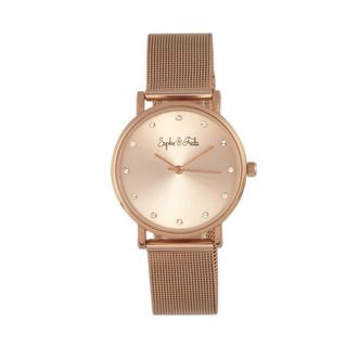Sophie & Freda Savannah Crystal Rose Gold Dial Ladies Watch SF4202