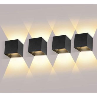 OEM Paquete De 4 Apliques De Pared Para Interior/exterior Con &Aacute;ngulo De Haz Ajustable, Apliques Led De 12 W, Luz Blanca C&aacute;lida De 3000 K, Apliques De Pare