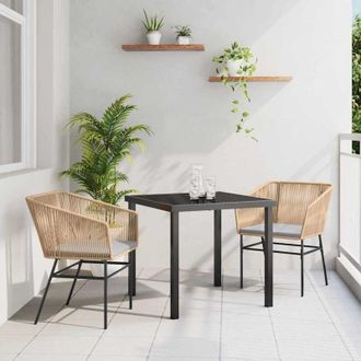 vidaXL Conjunto De Comedor De Jard&iacute;n 3 Pcs Marr&oacute;n Polirat&aacute;n Vidaxl