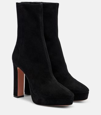 Aquazzura Martine 110 suede platform ankle boots