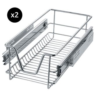 TecTake 2 cajones telesc&oacute;picos para cocina y dormitorio acero gris