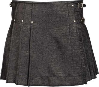 Durazzi Milano Studded Buckle Kilt - Dames - Korte rokken - Zwart - S - Katoen - Rokken
