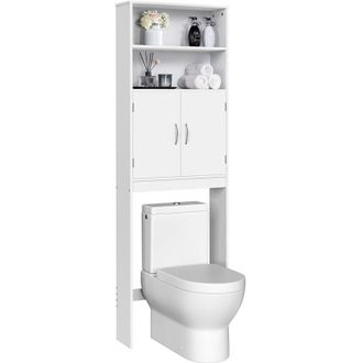 Yaheetech Yaheetech Mueble sobre Inodoro 72x20x195 cm con Estante Ajustable y 2 Puertas Armario para el Inodoro Almacenamiento sobre el Inodoro WC Mueble para