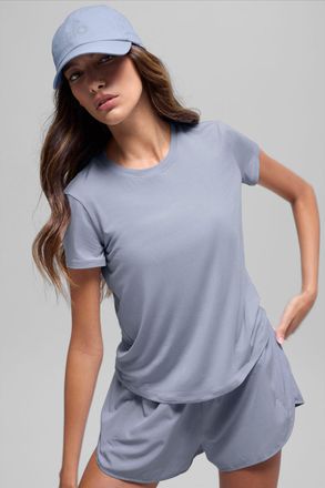 Alo | All Day Short Sleeve Top in Winter Frost Blue, Size: 2XS