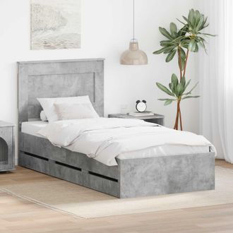 vidaXL Estructura De Cama Gris Concreto 90 X 190 Cm Madera Ingenieril Vidaxl