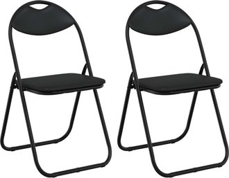 vidaXL Silla Plegable 2 Uds. Cuero Sint&eacute;tico Negro 48 X 43,5 X 81 Cm Vidaxl