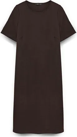 Fiorella Rubino Lange Jurk in Milano Stitch - Dames - Casual kleedjes - Bruin - S - Nylon - Kleedjes