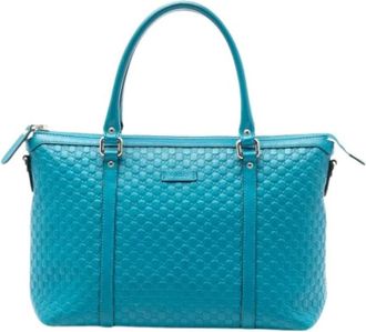 Gucci Pre-owned Handtas - Dames - Vintage Handtas - Blauw - ONE Size - Leer - Vintage