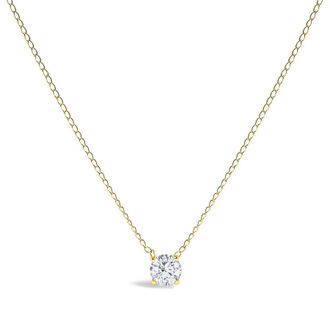 House of Brilliance 14K Yellow Gold Floating 1/2 Cttw Lab Grown Diamond Solitaire Pendant Necklace - 18 Inches