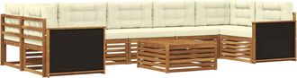 vidaXL Conjunto De Sof&aacute;s De Exterior 8 Uds. Natural Y Crema Vidaxl