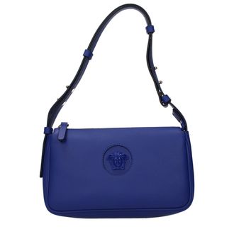 Versace Blue Leather Shoulder Womens Bag