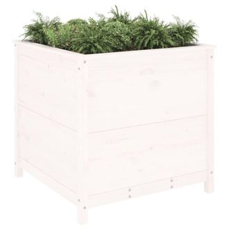 Berkfield Home Beautiful Garden Planter White 82.5x82.5x78 cm Solid Wood Pine