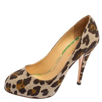 Charlotte Olympia Tricolor Animal Print Canvas Platform Pumps