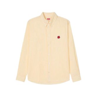 Kenzo Casual Shirts, male, Yellow, Size: 2XL Boke Flower embroidered casual shirt in seersucker cotton