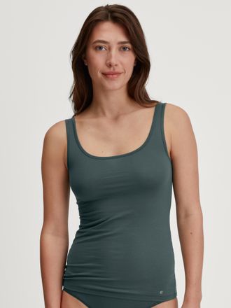 CALIDA Tanktop CALIDA Natural Comfort, Damen, Gr. XXS (32/34), deep emerald gr&uuml;n, Single Jersey, Obermaterial: 92% Baumwolle, 8% Elasthan, h&uuml;ftbedeckend, Run
