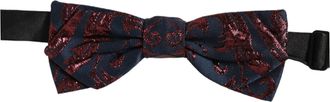 Dolce & Gabbana Paisley Silk Blend Bow Tie - Navy