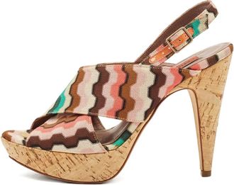 Missoni Sandali con plateau in sughero con motivo a onda 130mm - Toni neutri