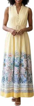 Entro Womens Maxi Print Dress In Gold