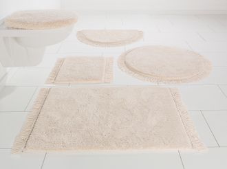 My Home Badematte »Finca, Badvorleger, Badezimmer Teppich« Höhe 16 mm rutschhemmend beschichtet fussbodenheizungsgeeignet strapazierfähig Fransen, Boho, Badte