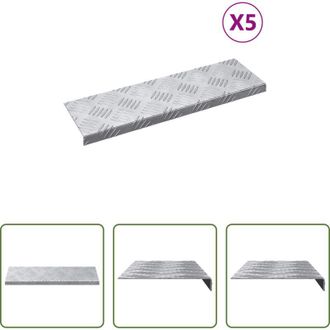 vidaXL Alluminio - Gradini per Scale 5 pcs Argento 60 x 18 x 2,5 cm Alluminio
