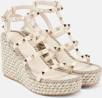 Valentino Garavani Espadrillas Rockstud Torchon 95 con zeppa