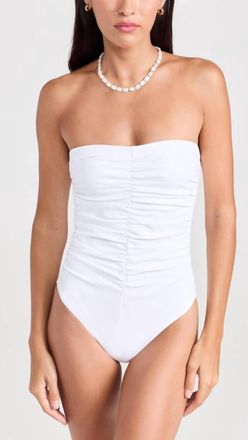 Karla Colletto Basics Ruched Bandeau One Piece In White