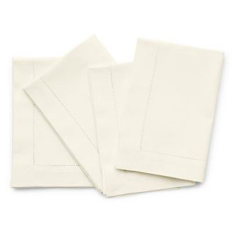 Solino Home Linen Dinner Napkins - Cotton Linen Hemstitch, 20 x 20 in Ivory at Nordstrom, Size Large