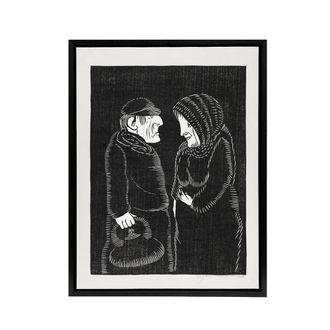 Artery8 Fantasy Man & woman Samuel J De Mesquita Framed Canvas Wall Art in Black | Size: W24 x H32