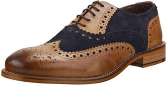 London Brogues Gatsby Mens Brogues Tan Navy Size 7 8 9 10 11 12 13 14 15 (10 UK)